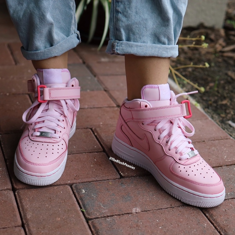 Nike Air Force 1 Mid Custom Pink Dip Dyed Sneakers - Picture 3 of 10